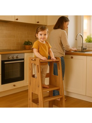 Brf Store A2TOPTAN Pratikoutdoor Montessori Çocuk Öğrenme Kulesi, Çocuk Merdiveni - 18MM Mdf