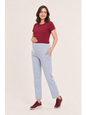 BirBal Butik Hamile Giyim Bel Ayarlanabilir Bilek Boy Iki Iplik Lycra Penye Pantolon
