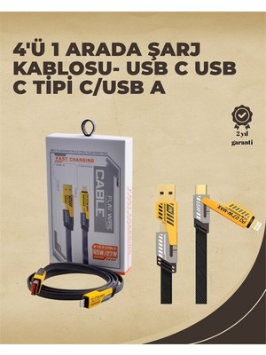 Lizbon Center 4'ü 1 Arada Metal Hızlı Veri Kablosu – 65W Güç 27W iPhone Desteği 480MBPS Ak - HBSBLC8021-1