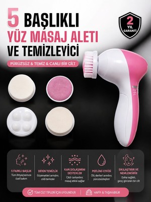 Lizbon Center 5 Fonksiyonlu Kablosuz Yüz Temizleme Cihazı ile Derinlemesine Cilt Bakımı - HBSBLC8274-8148
