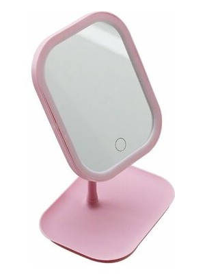 Go İthalat Ledli USB Şarjlı Makyaj Aynası 18.5X14.7CM 360 Derece Renkli Plsatik Takılık SEPETLİ=13.5X18CM Ayak=17.5cm (3791)