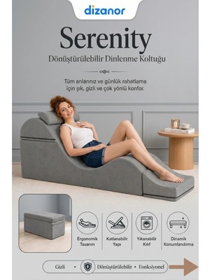 Dizanor Serenity Çok Amaçlı Dinlenme Koltuğu Katlanabilir Bench Formlu Şezlong Yetişkin Çiftler Için Ergonomik Destek Minderi