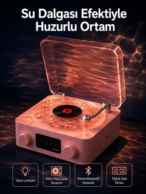 Urfakent Retro Saatli Bluetooth Hoparlör – Gece Lambalı Kristal Ses Kalitesi Yeni Nesil
