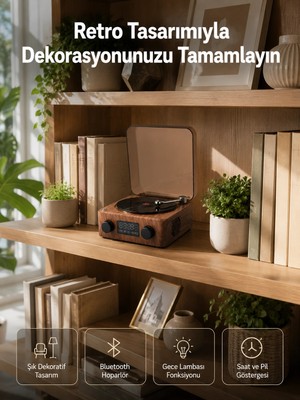 Urfakent Dekoratif Gece Işıklı Bluetooth Hoparlör – Saatli Tasarım Yeni Nesil