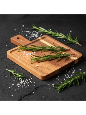 Zemira Deconox Doğal Akasya Ahşap Dikdörtgen Sunum Tahtası Servis Tepsisi – 23X17 cm Kahve Yanı, Peynir