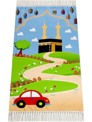 Zemira Ihvan Online Dijital Baskılı Çocuk Seccadesi (Kabeli Arabalı)