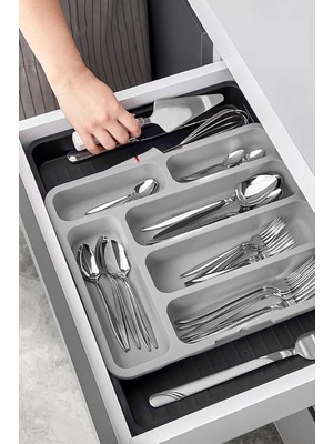 Zemira Orret 6 Bölmeli Büyütülebilir Kaşıklık – Çekmece Içi Çatal Kaşık Düzenleyici Organizer,