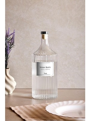Zemira Viking 1000 ml Cam Şişe Yağlık Kapaklı Çift Kapaklı, Silver