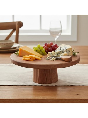 Zemira Deconox Doğal Akasya Ahşap Ayaklı Sunum Tahtası Kesme Panosu - 24.5x9.5x1.5 cm Dekoratif Kahve,