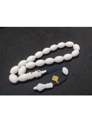 İskeçe Tesbih Iskeçeli Cemil Usta Eseri Kar Beyazı Maskot Corian Mermer Sertifikalı 10038