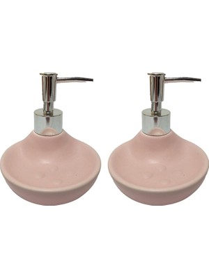 Zemira Banyo Seti̇ Sabunluk Sivi Sabunluk 2 Adet Kombi̇ne Model Pembe 7X7X18CM 150ML