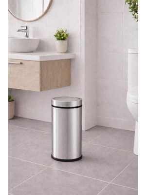 Zemira Sas Haus 11 Litre Döner Kapaklı Paslanmaz Çelik Banyo & Wc Kovası 7511, Krom