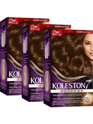 Zemira Wella Koleston Supreme Saç Boyası 5/0 Kahve X3'li Set