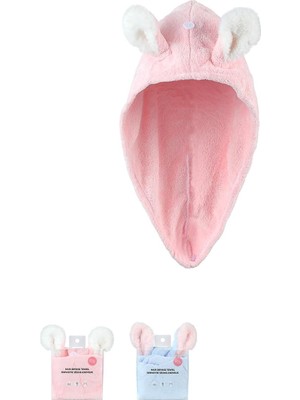 Zemira Pembe Tavşan Kulakları Saç Kurutma Havlusu