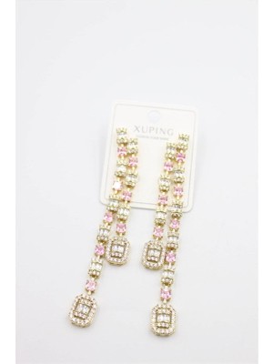 Mudanis Baget Taşlı Küpe - Altın