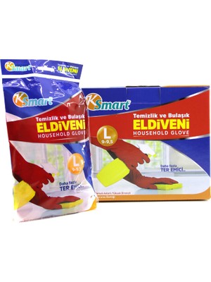 Ttt L Beden Temizlik ve Bulaşık Eldiveni - Doğal Pamuk Astarlı - Plastik
