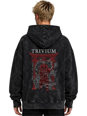 Sevbano Trivium Rock Metal Müzik Grubu Baskılı Unisex Oversize Premium Yıkamalı Hoodie Sweatshirt