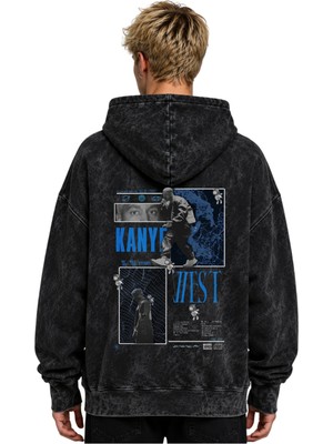 Sevbano Kanye West Rapper Şarkıcı Baskılı Unisex Oversize Premium Yıkamalı Hoodie Sweatshirt