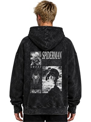 Sevbano Spider-Man Örümcek Adam Film Kahramanı Baskılı Unisex Oversize Premium Yıkamalı Hoodie Sweatshirt