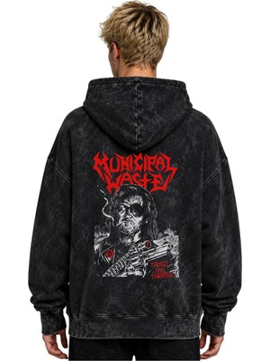 Sevbano Municipal Waste Rock Metal Müzik Grubu Baskılı Unisex Oversize Premium Yıkamalı Hoodie Sweatshirt