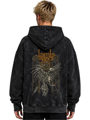 Sevbano Lamb Of God Rock Metal Müzik Grubu Baskılı Unisex Oversize Premium Yıkamalı Hoodie Sweatshirt