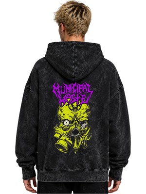 Sevbano Municipal Waste Rock Metal Müzik Grubu Baskılı Unisex Oversize Premium Yıkamalı Hoodie Sweatshirt