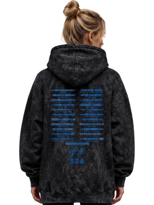 Sevbano Sza Rapper Şarkıcı Baskılı Unisex Oversize Premium Yıkamalı Hoodie Sweatshirt