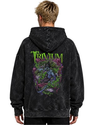 Sevbano Trivium Rock Metal Müzik Grubu Baskılı Unisex Oversize Premium Yıkamalı Hoodie Sweatshirt