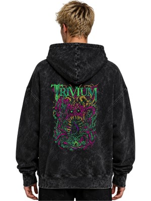 Sevbano Trivium Rock Metal Müzik Grubu Baskılı Unisex Oversize Premium Yıkamalı Hoodie Sweatshirt