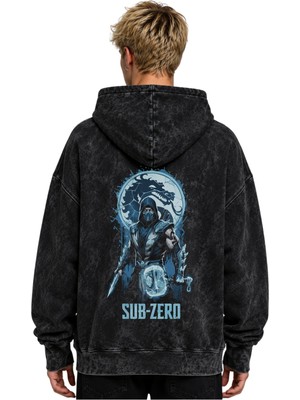 Sevbano Sub-Zero Mortal Kombat Anime Baskılı Unisex Oversize Premium Yıkamalı Hoodie Sweatshirt