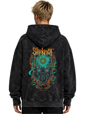 Sevbano Slipknot Rock Metal Müzik Grubu Baskılı Unisex Oversize Premium Yıkamalı Hoodie Sweatshirt