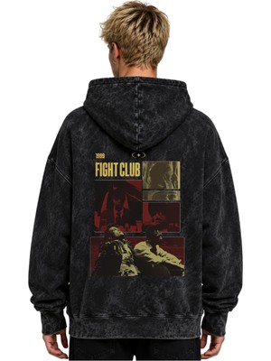 Sevbano 1999 Fight Club Tyler Durden Film Baskılı Unisex Oversize Premium Yıkamalı Hoodie Sweatshirt