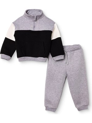 Hellobaby Erkek Bebek Eşofman Takımı Bisiklet Yaka Long Sleeve Ribanalı
