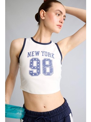 DeFacto Crop Top Baskılı Bisiklet Yaka Sporcu ATLET H2000AX26AU
