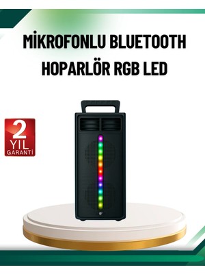 Brf Store Lizbon Center Şarjlı Işıklı Bluetooth Hoparlör | Usb, Aux, Tf Kart ve Radyo Destekli