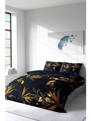 Zemira Monohome Çift Kişilik Nevresim Takımı Özel Dokuma Pamuk Saten 3D Digital Gold Leaf, MONOHOME2605HF