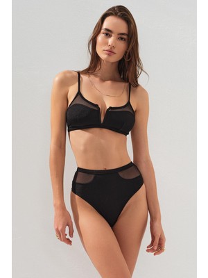 Pierre Cardin Polina Askılı V Tülle Bikini Siyah 231244