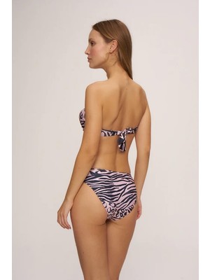 Pierre Cardin Dolgulu Straplez Bikini Kadınlar İçin Pembe Leopar Desenli Takım