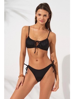 Pierre Cardin Blake Büzgülü Önden Bağlamalı Bikini Siyah 231226