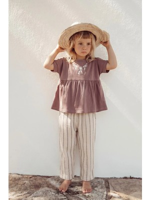 Cigit Müslin Şalvarlı Tunik Takım 1-7 Yaş Gül Kurusu