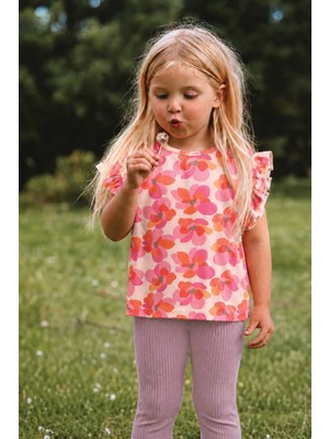 Cigit Kız Çocuk T-Shirt Takım 1-8 Yaş Pudra Pembe Nefes Alan Yumuşak Doku