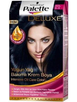 Palette Deluxe Saç Boyası Gece Mavisi No: 1-1 50 ml (4'li Paket)