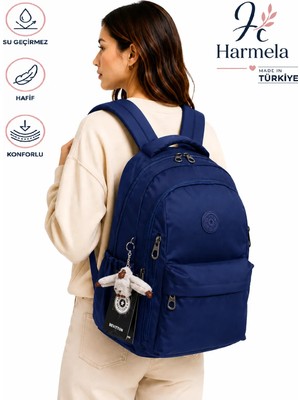 Okul Sırt Çantası Unisex Suya Dayanıklı Kumaş Okul Çantası HRM2500 Lacivert