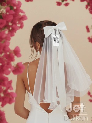 Jetdukkan Fiyonklu Kısa Gelin Duvağı - Nikah ve After Party Için