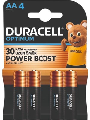 Duracell Optimum Power Boost Aa Kalem Pil 4'lü (8'li Paket)