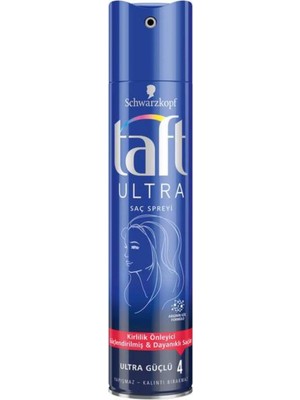 Taft Saç Spreyi Ultra Güçlü Mavi 250 ml (4'li Paket)