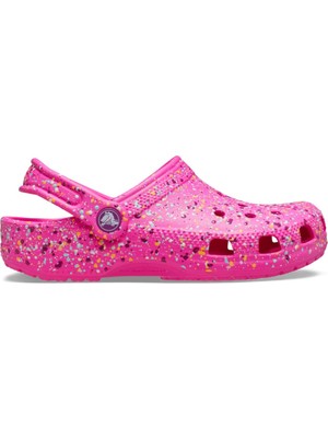 Crocs Çocuk Dokulu Boya Sıçratma Tasarımlı Pembe Terlik 210349-6TX