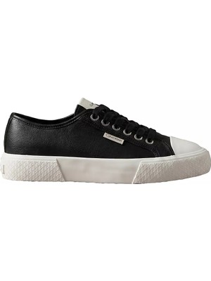 Calvin Klein Kadın Düşük Bilekli Ck Logo Detaylı Hakiki Deri Siyah Sneaker HW0HW03077-BEH