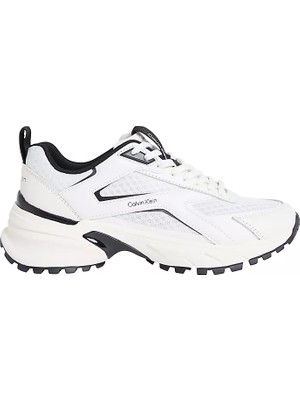 Calvin Klein Kadın Yüksek Taban File Detaylı Logo Imzalı Beyaz Sneaker HW0HW03002-01W