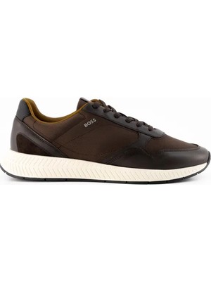 Boss Erkek Düşük Bilekli Ortopedik Tabanlı Logo Imzalı Kahverengi Sneaker 50568757-201